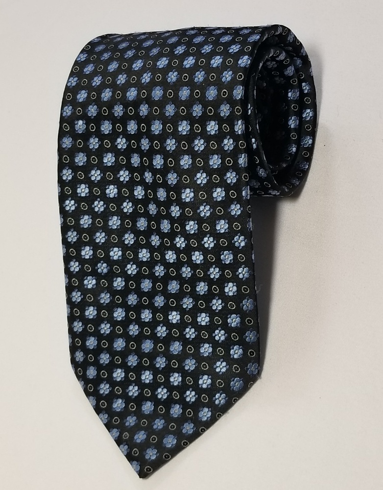 Floral men's tie - black and blue multicolored